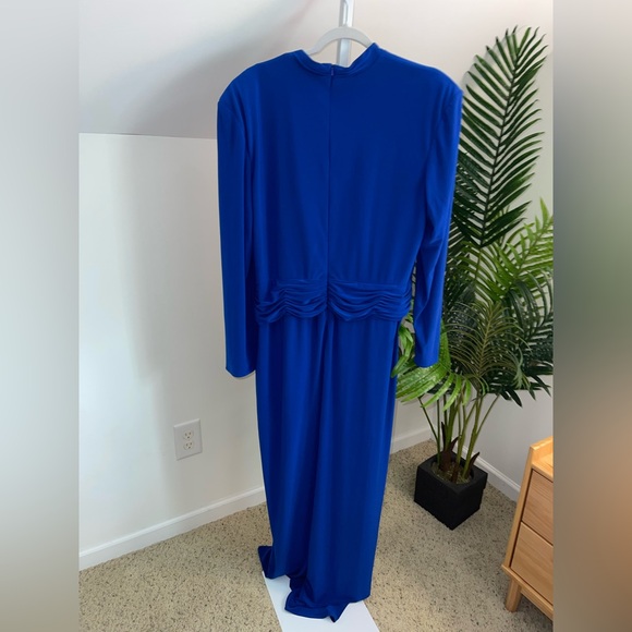 Rene Ruiz Elegant Ruched Long Sleeve Cobalt Blue Gown women’s size 18‎ - Picture 5 of 5